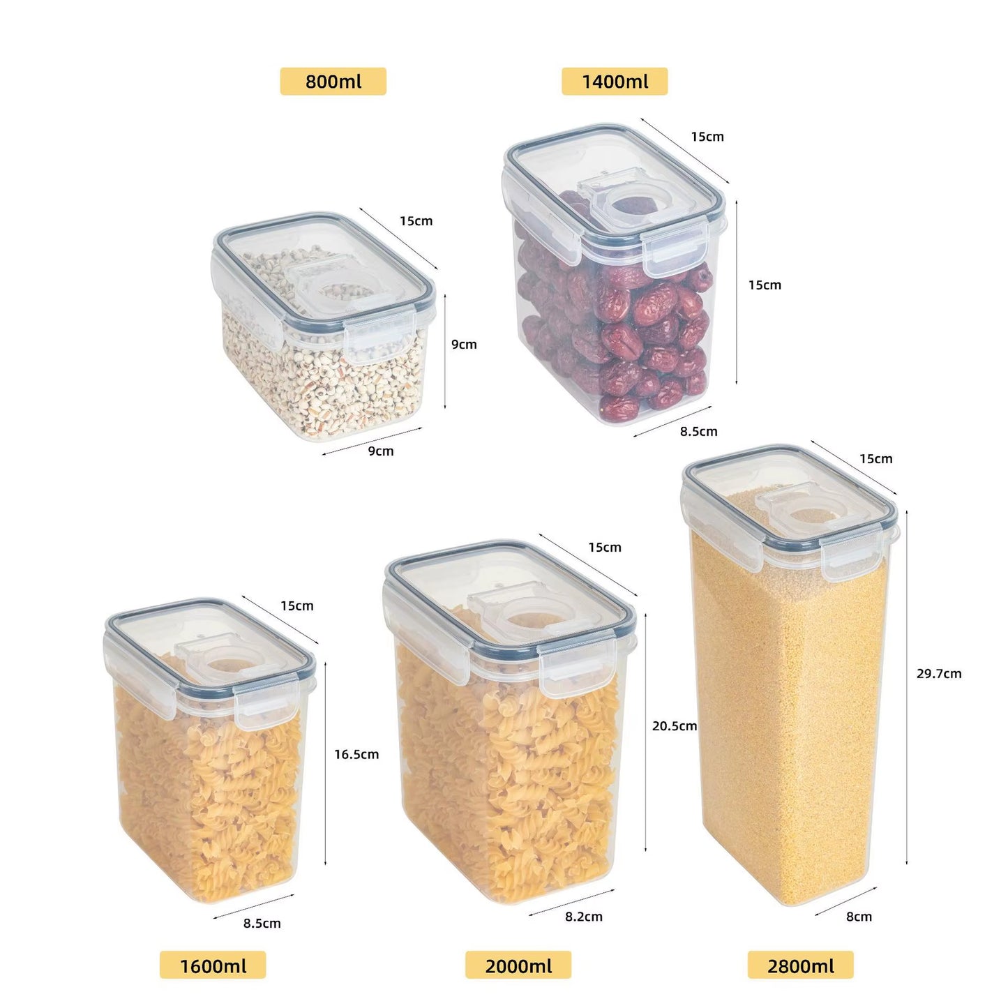 Airtight Food Storage Containers with Lids - Pantry Organizer and Cereal Dispenser for Kitchen Organization