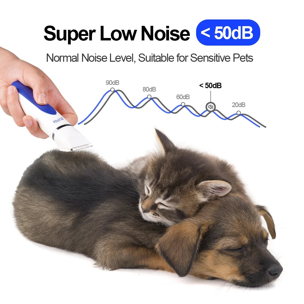 Dog Clippers, Low Noise Dog Grooming Clippers Rechargeable Cordless Dog Grooming Kit for Dogs Cats Pets