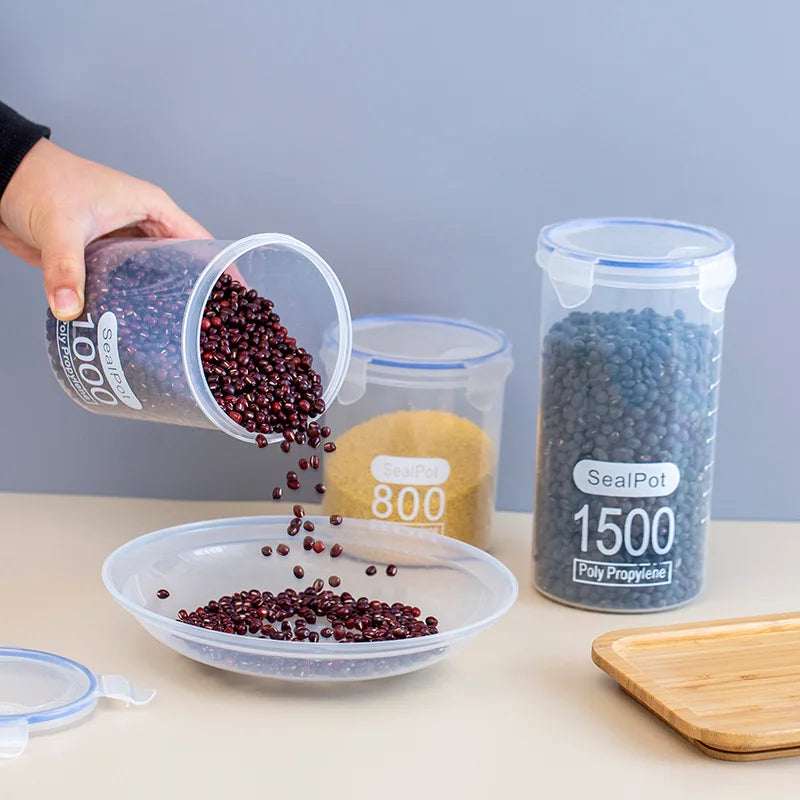 Large Sealed Storage Jar Clear Plastic Sealed Jar Milk Powder Jar Food Jar Kitchen Grain Storage Box Kitchen Storage Accessories