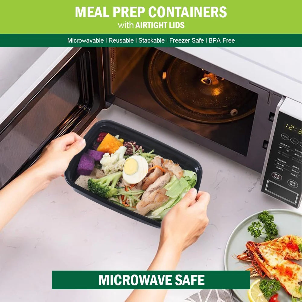 Meal Prep Containers, 50 Packs Plastic Food Storage Containers with Lids, 32Oz Bento Box Reusable, to Go Containers Disposable, BPA Free