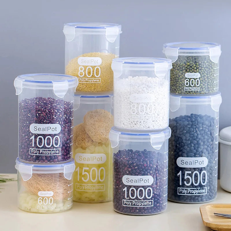 Large Sealed Storage Jar Clear Plastic Sealed Jar Milk Powder Jar Food Jar Kitchen Grain Storage Box Kitchen Storage Accessories