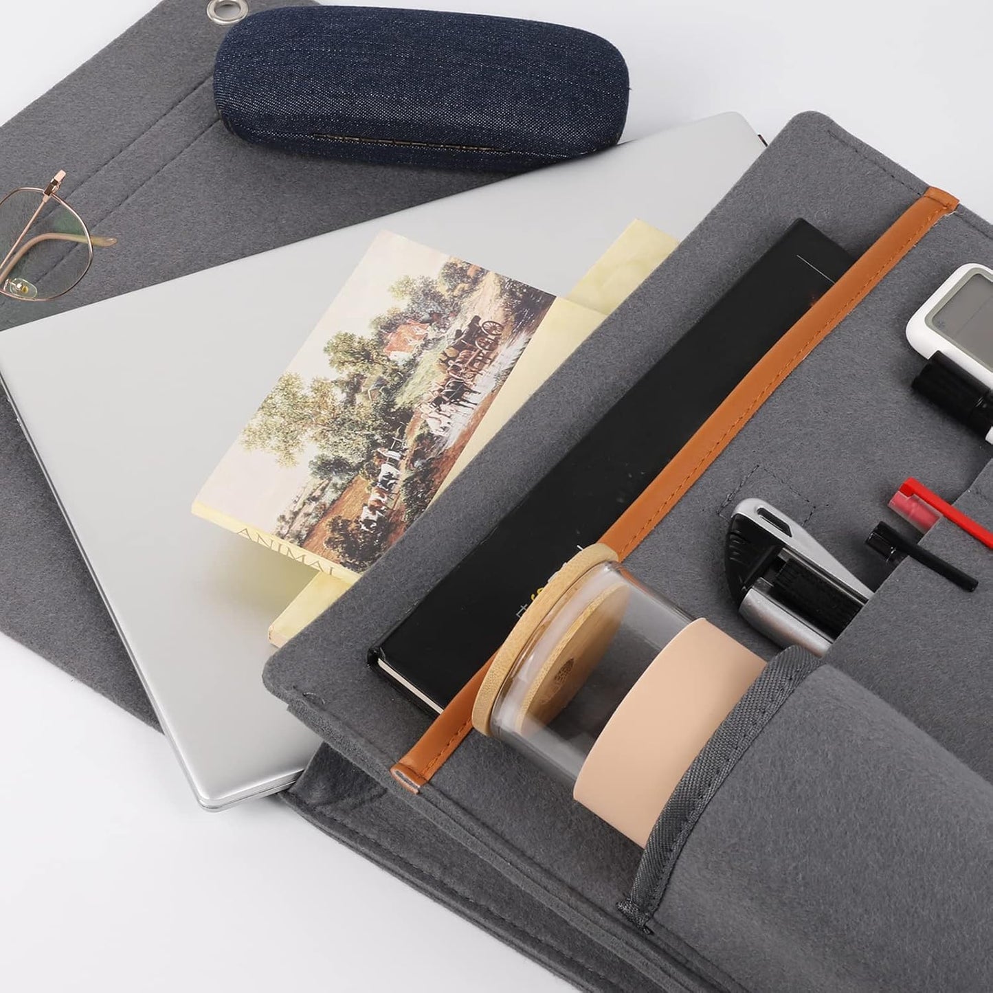 Bedside Basket, Sofa Organizer, Armrest, Phone, Tablet, Remote Control, Magazine Holder with 5 Pockets for Home Dorm Office