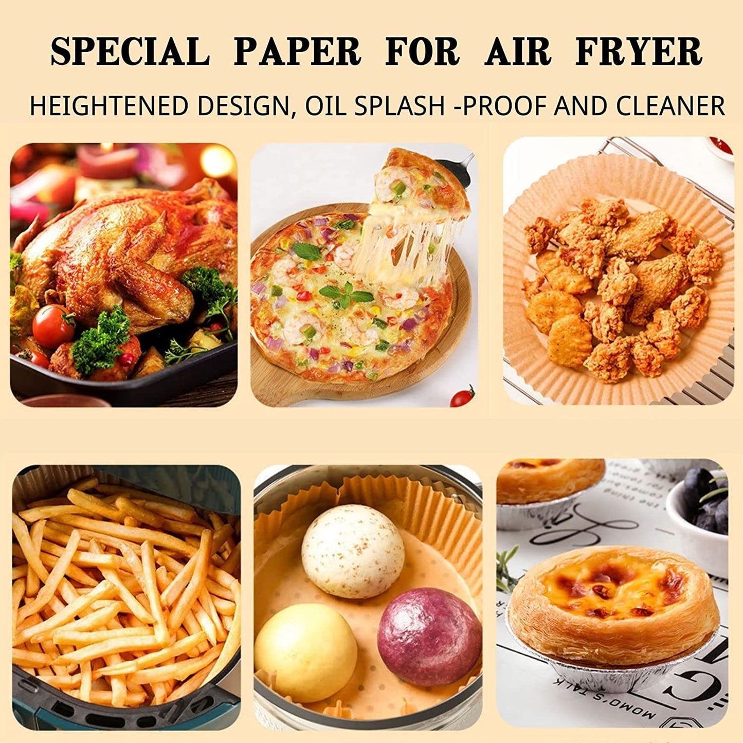 Air Fryer Paper Food Disposable Paper Liner Airfryer Kitchen Cookers Oil-Proof Barbecue Plate Steamer Fryer Baking Accessories