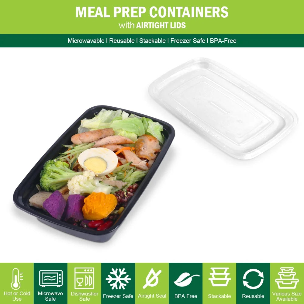 Meal Prep Containers, 50 Packs Plastic Food Storage Containers with Lids, 32Oz Bento Box Reusable, to Go Containers Disposable, BPA Free