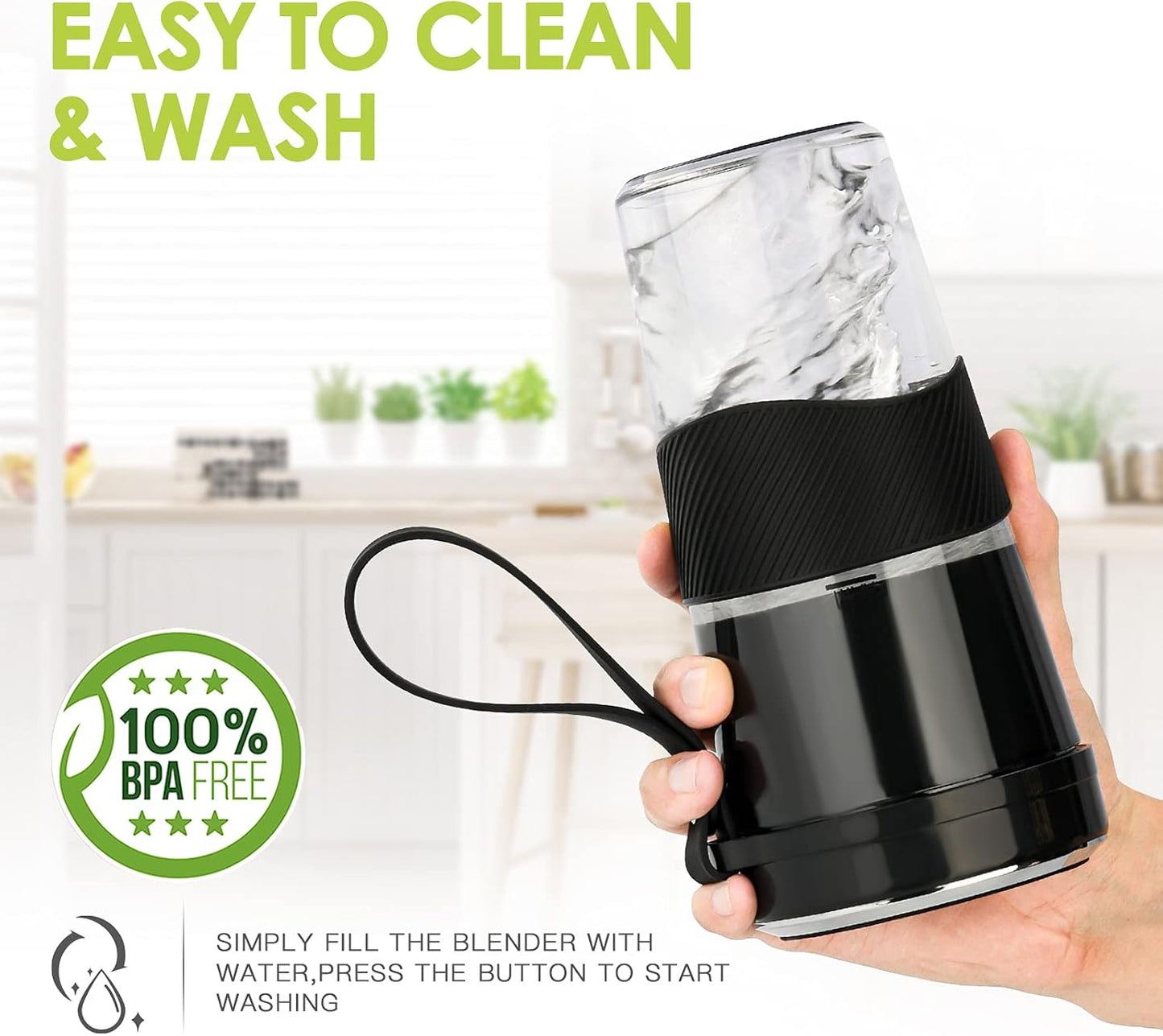 Portable Blender, Personal Size Blender for Smoothies, Juice and Shakes, 12Oz USB Rechargeable Juice Blender Bottles, 60W Strong Power Travel Mini Blender for Sports, Travel, Outdoors