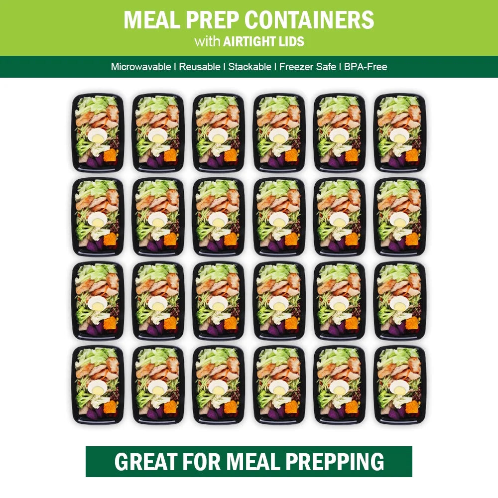 Meal Prep Containers, 50 Packs Plastic Food Storage Containers with Lids, 32Oz Bento Box Reusable, to Go Containers Disposable, BPA Free