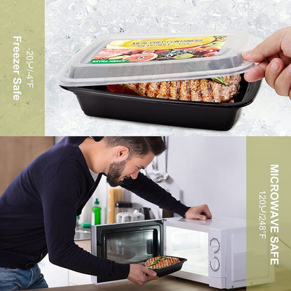 50 Pack- Meal Prep Containers 32Oz, Plastic Food Prep Containers Reusable, Leakproof to Go Food Containers with Lids, Bpa-Free, Microwave/Dishwasher/Freezer Safe