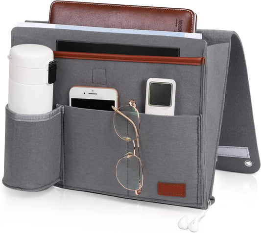 Bedside Basket, Sofa Organizer, Armrest, Phone, Tablet, Remote Control, Magazine Holder with 5 Pockets for Home Dorm Office