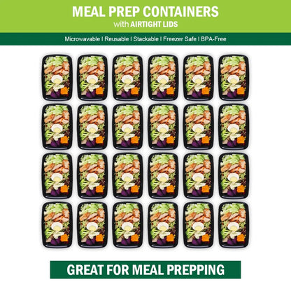 Meal Prep Containers, 50 Packs Plastic Food Storage Containers with Lids, 32Oz Bento Box Reusable, to Go Containers Disposable, BPA Free