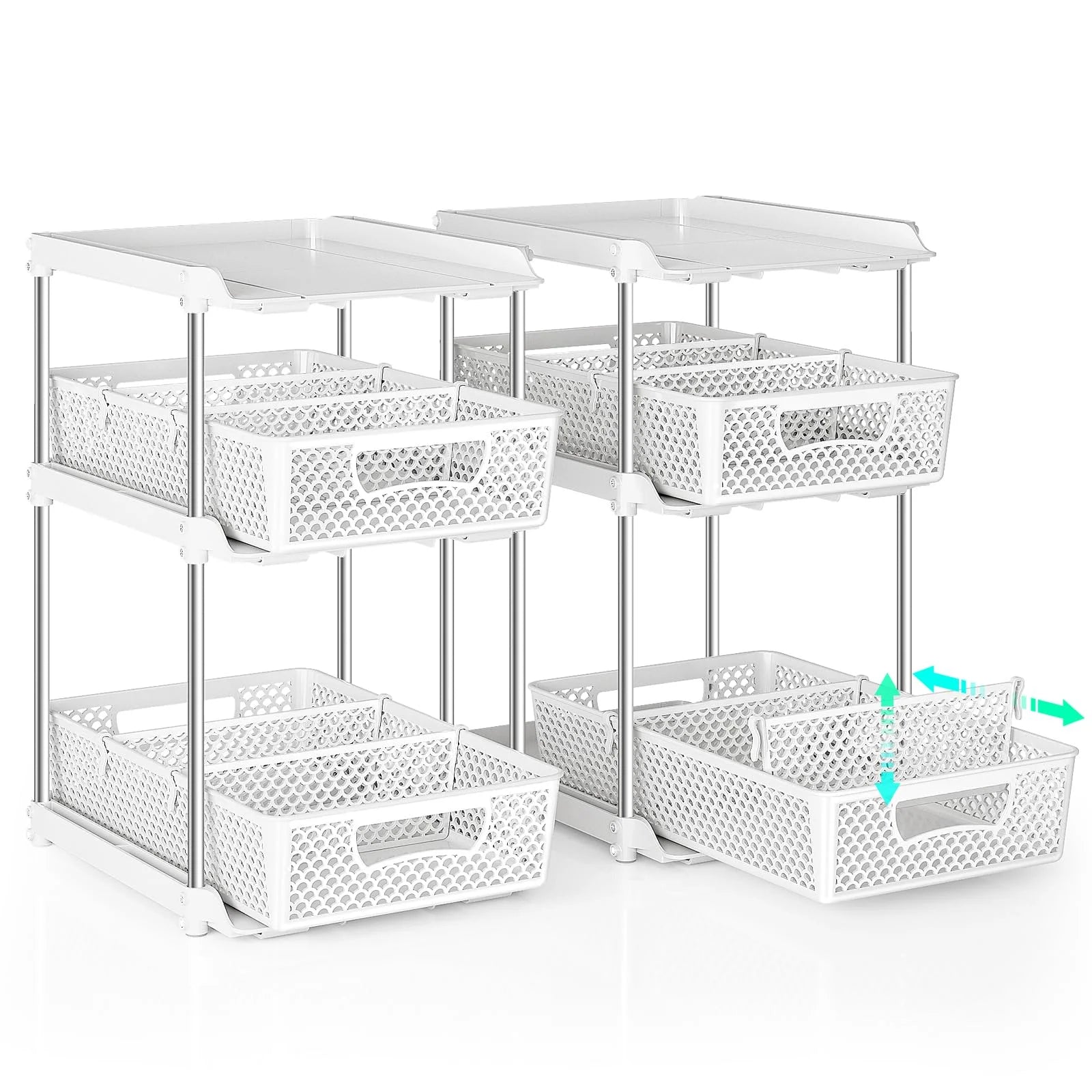 Pull-Out 3 Tier Bathroom Organizers and Storage, under Sink Organizer, Kitchen Cabinet Organizer Gray, 2 (Count)